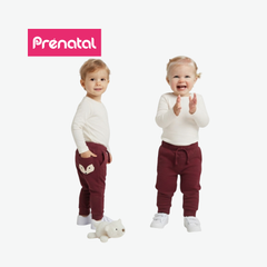 PRÉNATAL BURGUNDY BEAR-POCKET SWEATPANTS