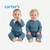 CARTER'S DUSTY TEAL BLUE GAUZE BUTTON-FRONT JUMPSUIT