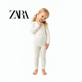 ZARA OFF-WHITE RIBBED WARM LEGGINGS