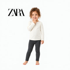 ZARA BLACK RIBBED WARM LEGGINGS