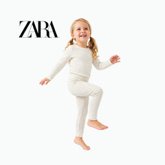 ZARA OFF-WHITE RIBBED WARM LEGGINGS