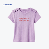 L.C. WAIKIKI T-SHIRT PURPLE KNITTED 'STAY TRUE'
