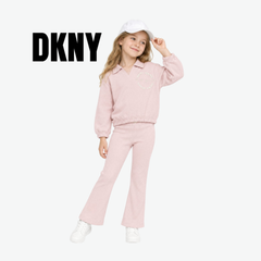 DKNY LIGHT PINK POLO AND RIBBED PANTS SET