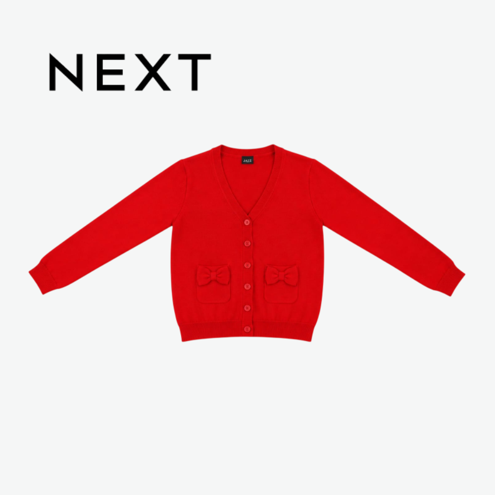 NEXT RED BOW-POCKET CARDIGAN