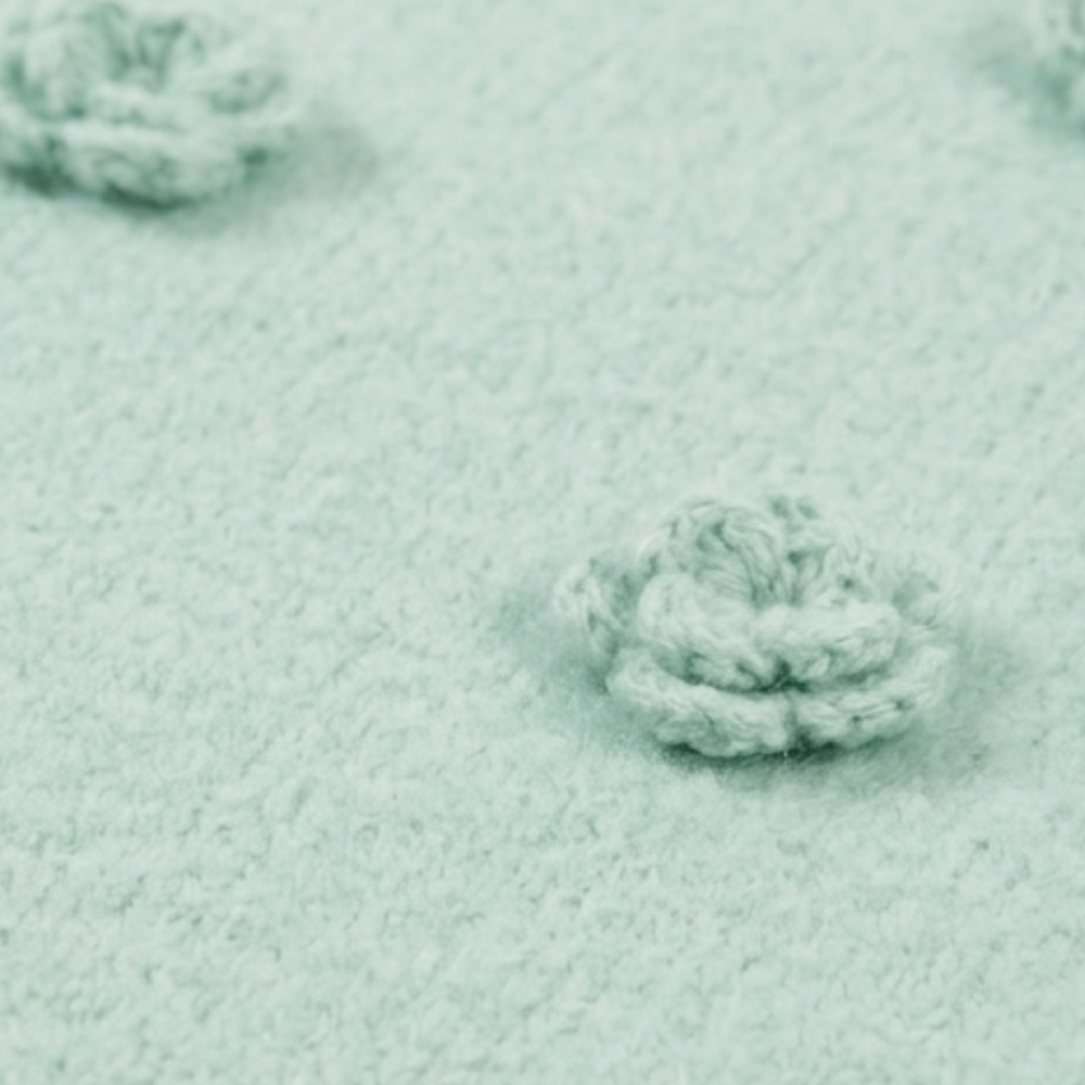 C&A MINT GREEN FLORAL APPLIQUÉ KNIT SWEATER