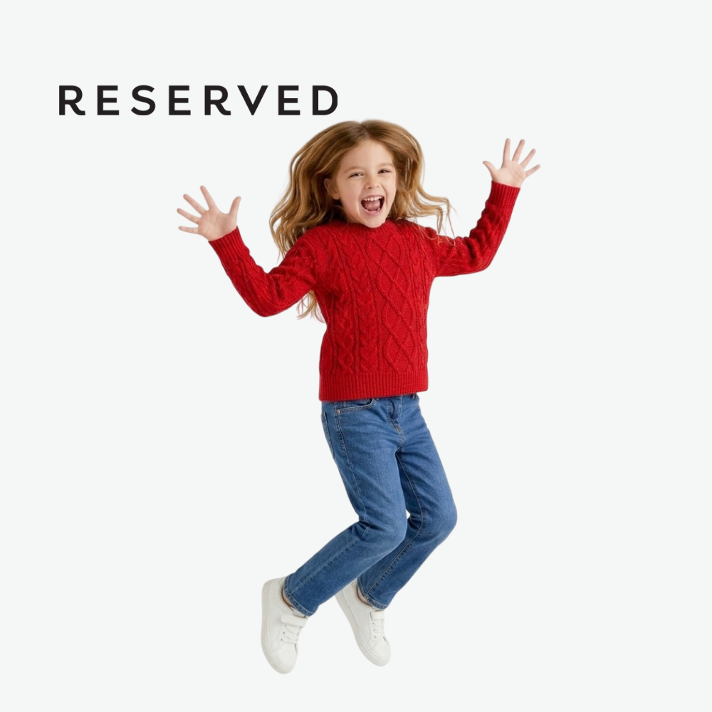 RESERVED RED CABLE-KNIT LONG-SLEEVE SWEATER
