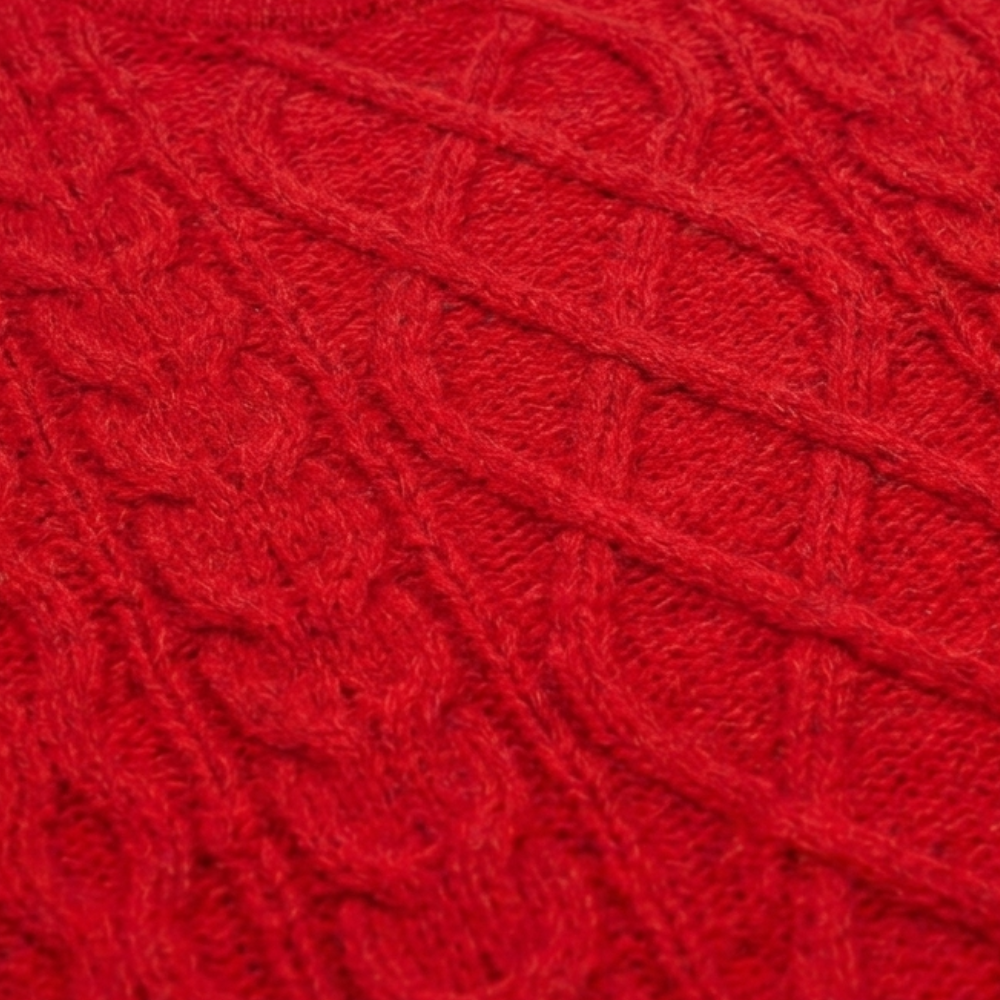 RESERVED RED CABLE-KNIT LONG-SLEEVE SWEATER