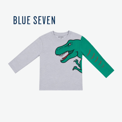 BLUE SEVEN GREY DINOSAUR GRAPHIC LONG-SLEEVE TEE