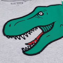 BLUE SEVEN GREY DINOSAUR GRAPHIC LONG-SLEEVE TEE