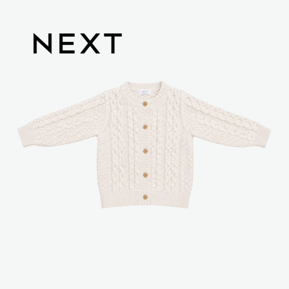 NEXT ECRU WHITE CABLE KNIT CARDIGAN