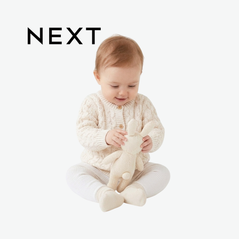 NEXT ECRU WHITE CABLE KNIT CARDIGAN