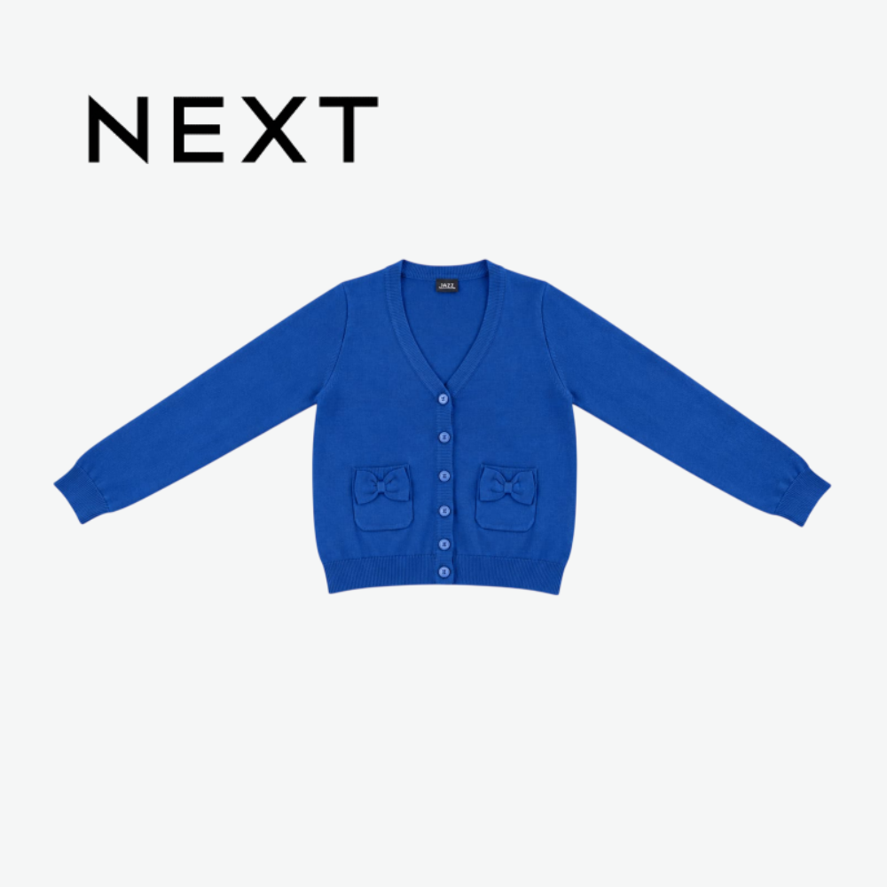 NEXT ROYAL BLUE BOW-POCKET CARDIGAN