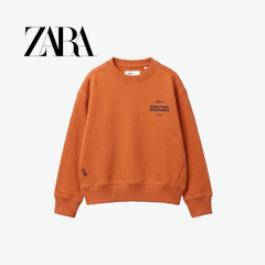 ZARA ORANGE GRAPHIC PRINT LONG-SLEEVE SWEATSHIRT