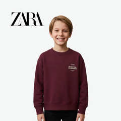 ZARA MAROON GRAPHIC PRINT LONG-SLEEVE SWEATSHIRT