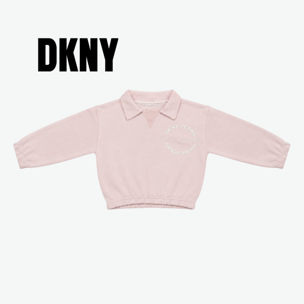 DKNY LIGHT PINK POLO AND RIBBED PANTS SET