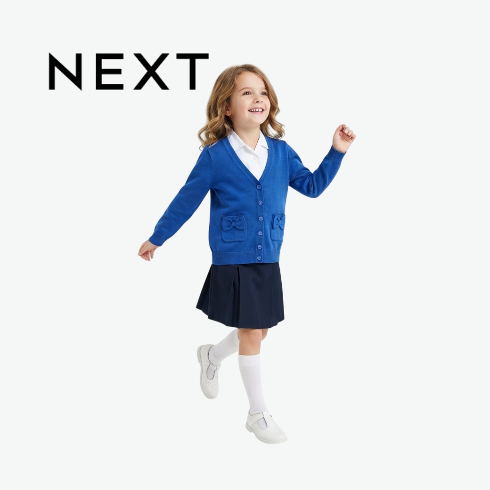 NEXT ROYAL BLUE BOW-POCKET CARDIGAN