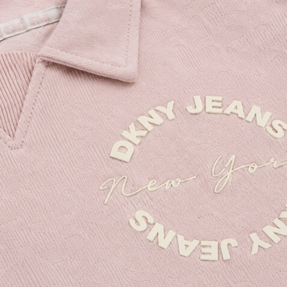 DKNY LIGHT PINK POLO AND RIBBED PANTS SET