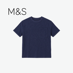 M&S NAVY BLUE POCKET SHORT-SLEEVE T-SHIRT