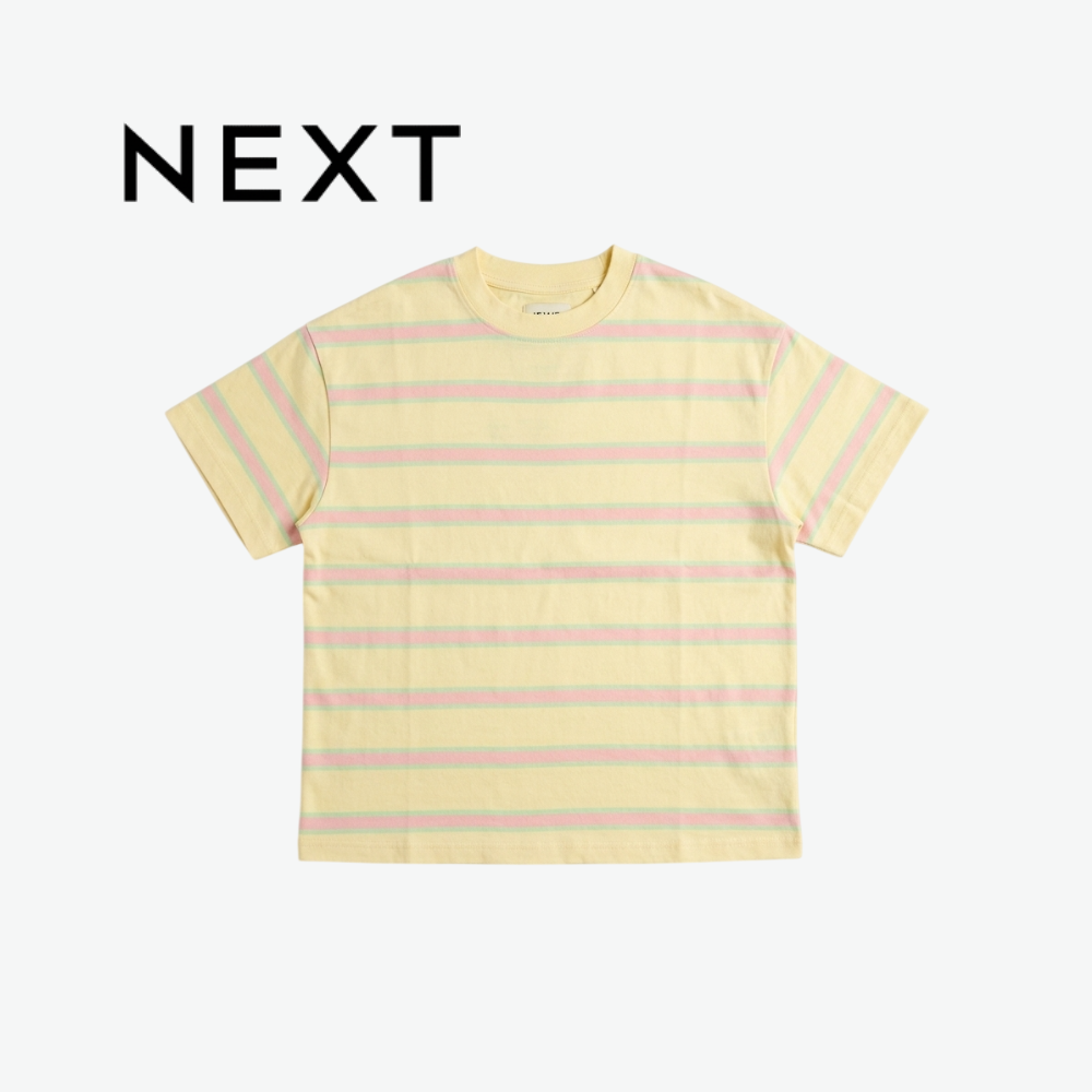 NEXT YELLOW PASTEL STRIPED SHORT-SLEEVE T-SHIRT
