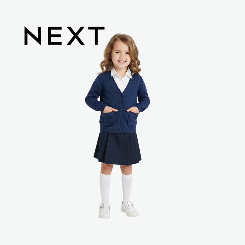 NEXT NAVY BLUE BOW-POCKET CARDIGAN