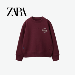 ZARA MAROON GRAPHIC PRINT LONG-SLEEVE SWEATSHIRT