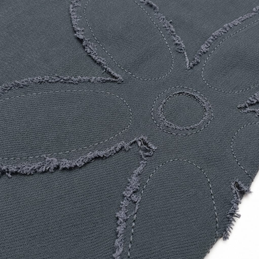 MANGO GREYISH BLUE FLORAL EMBROIDERED JEANS