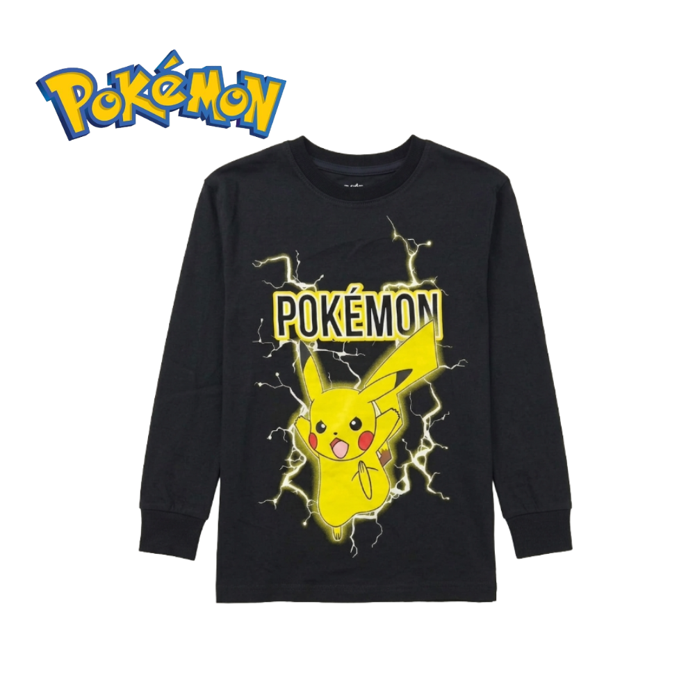 NEXT POKEMON FULL SLEEVES BLACK T-SHIRT WITH PIKACHU