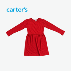 CARTER'S RED LACE-BODICE LONG-SLEEVE DRESS