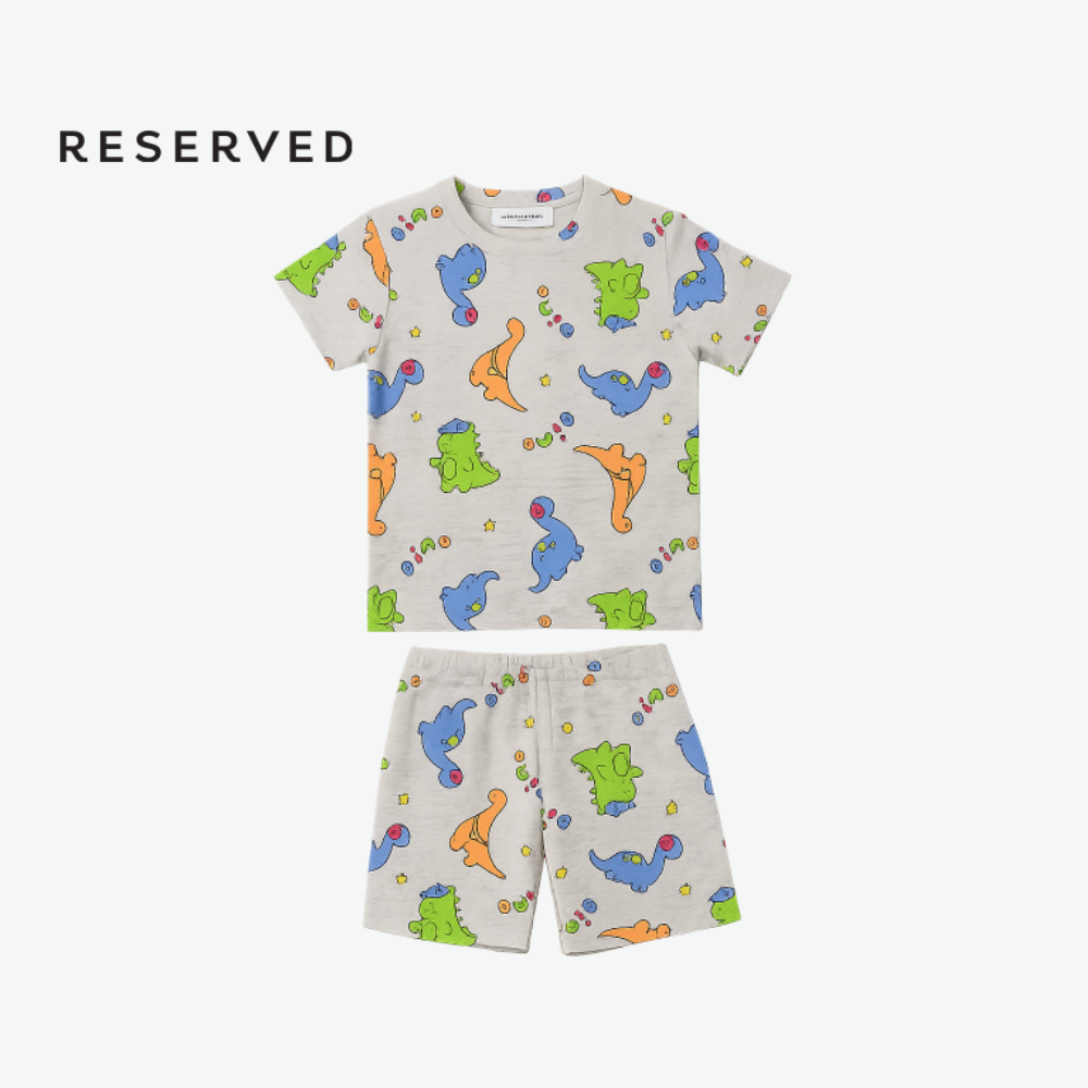 RESERVED MINI CO-ORD LIGHT GREY WITH DINOSAUR