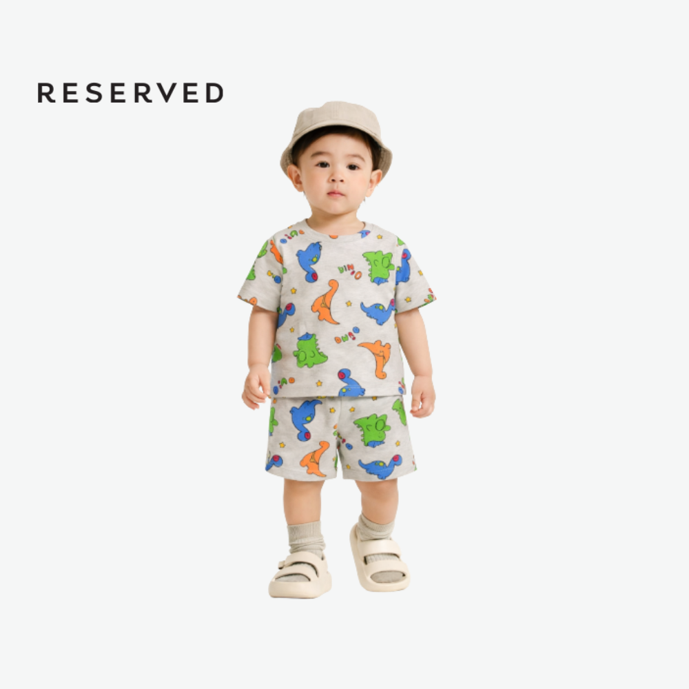 RESERVED MINI CO-ORD LIGHT GREY WITH DINOSAUR