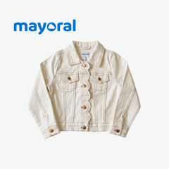 MAYORAL OFF-WHITE GIRLS SCALLOPED TWILL JACKET