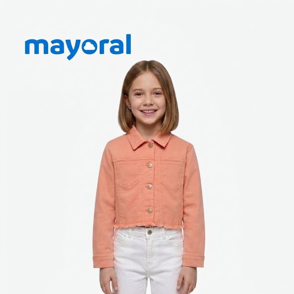 MAYORAL PEACH GIRLS TWILL BUTTON-DOWN JACKET