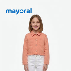 MAYORAL PEACH GIRLS TWILL BUTTON-DOWN JACKET