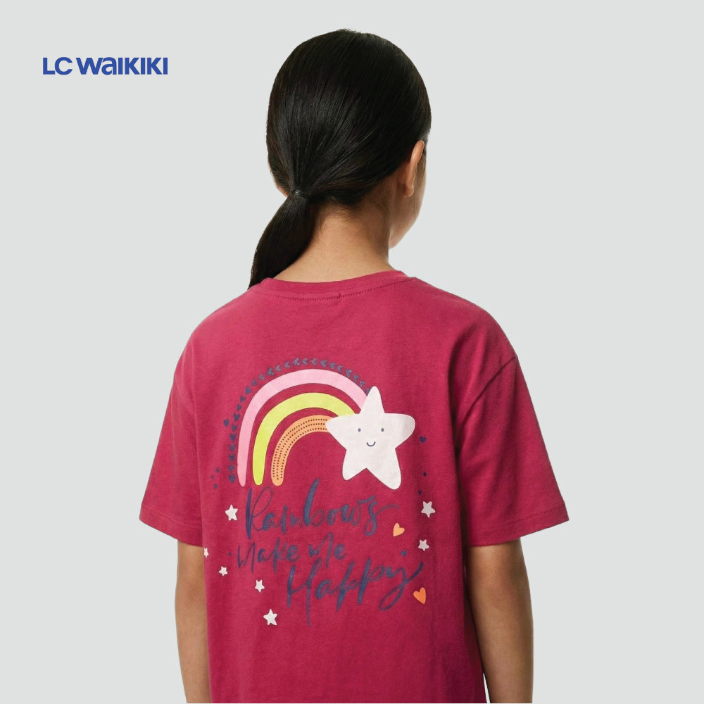 L.C. WAIKIKI T-SHIRT HOT PINK SEQUIN UNICORN