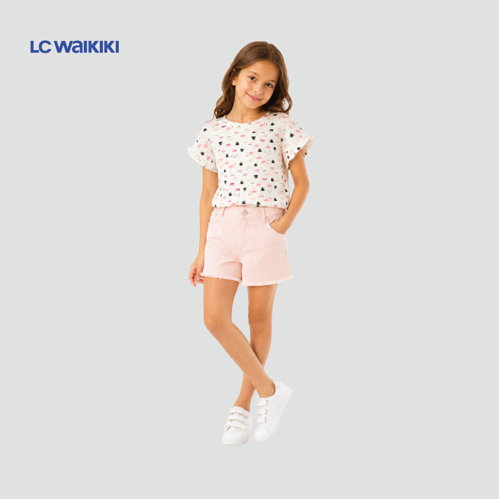 L.C. WAIKIKI T-SHIRT WHITE WITH PINK FLAMINGOES