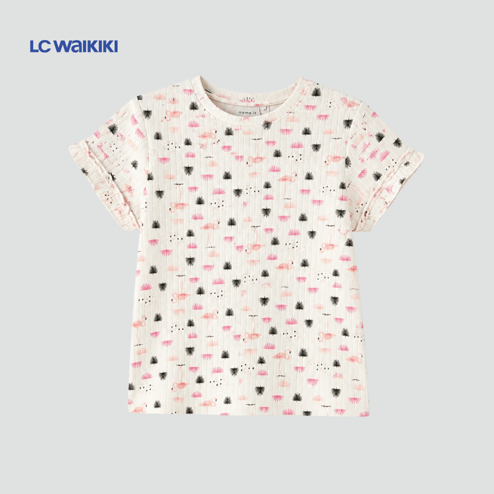 L.C. WAIKIKI T-SHIRT WHITE WITH PINK FLAMINGOES