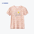 L.C. WAIKIKI T-SHIRT PINK FLOWERS 'SMILE'