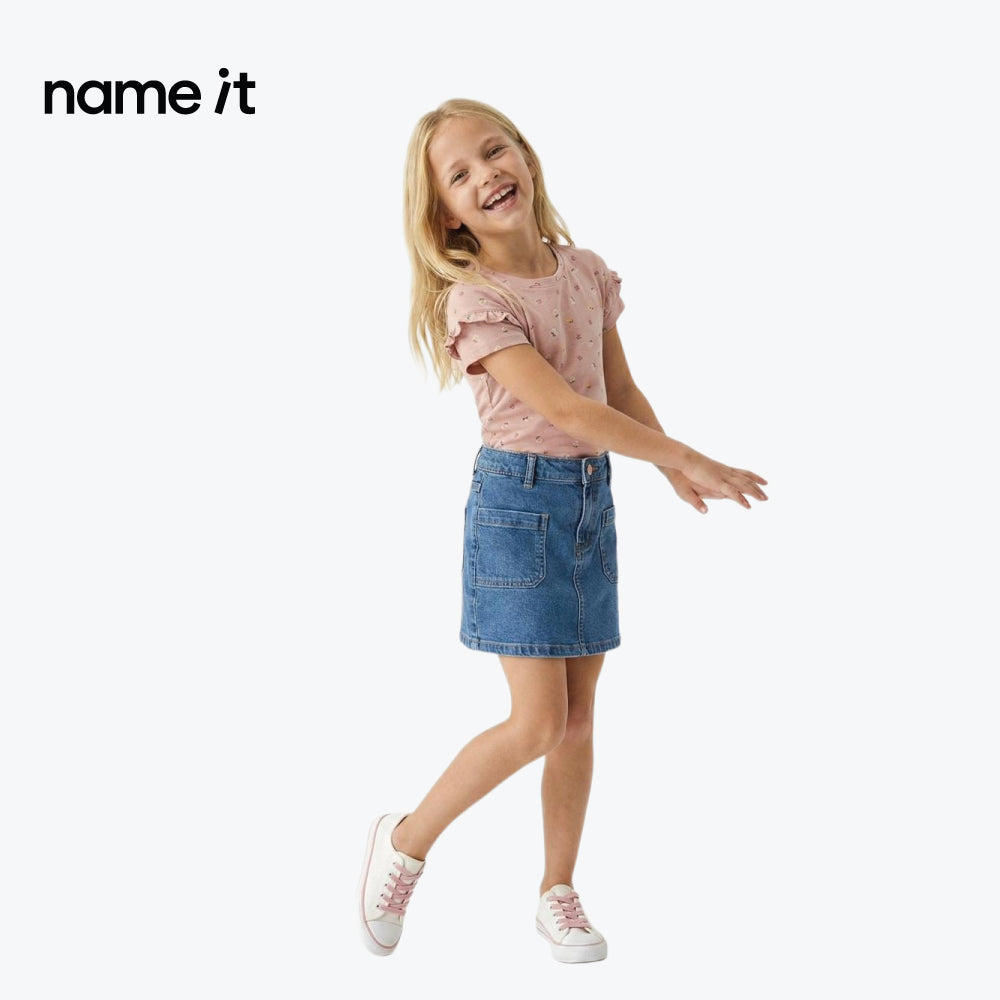 NAME IT T-SHIRT TEA PINK FLOWERS ALL OVER