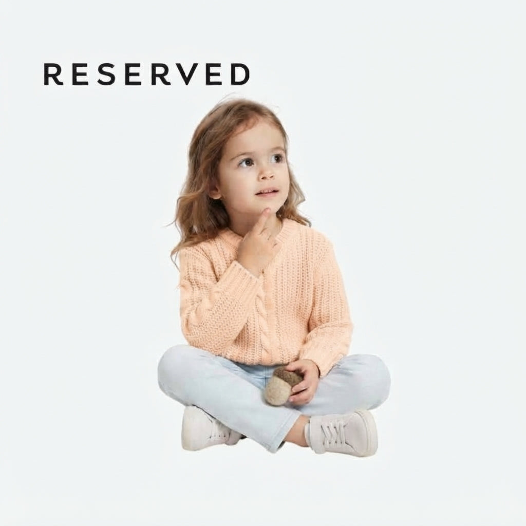 RESERVED LIGHT PEACH CABLE-KNIT SWEATER