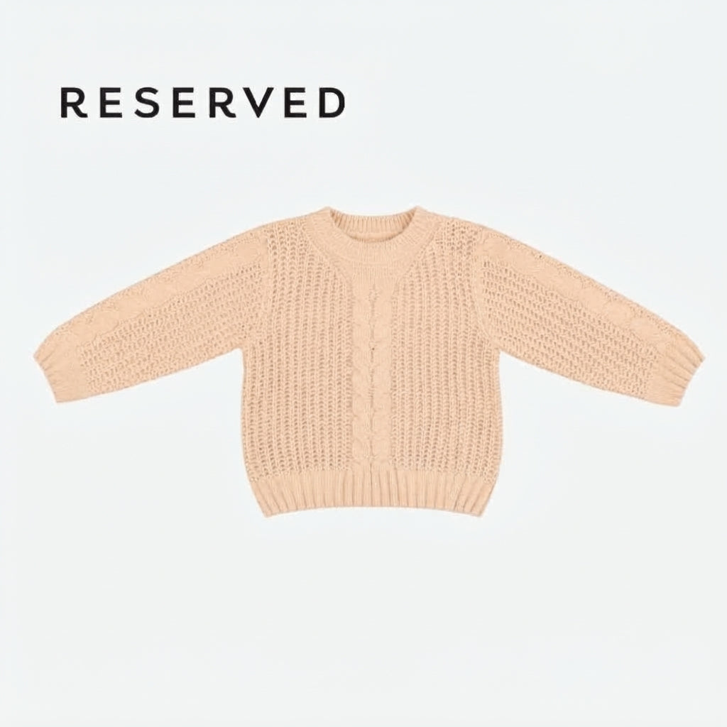 RESERVED LIGHT PEACH CABLE-KNIT SWEATER