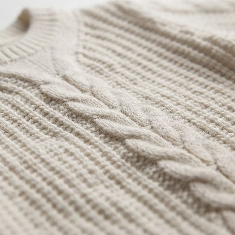 RESERVED OFF-WHITE CABLE-KNIT SWEATER
