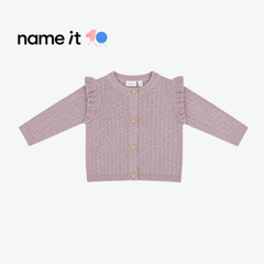 NAME IT DUSTY PURPLE RUFFLE-SHOULDER CARDIGAN