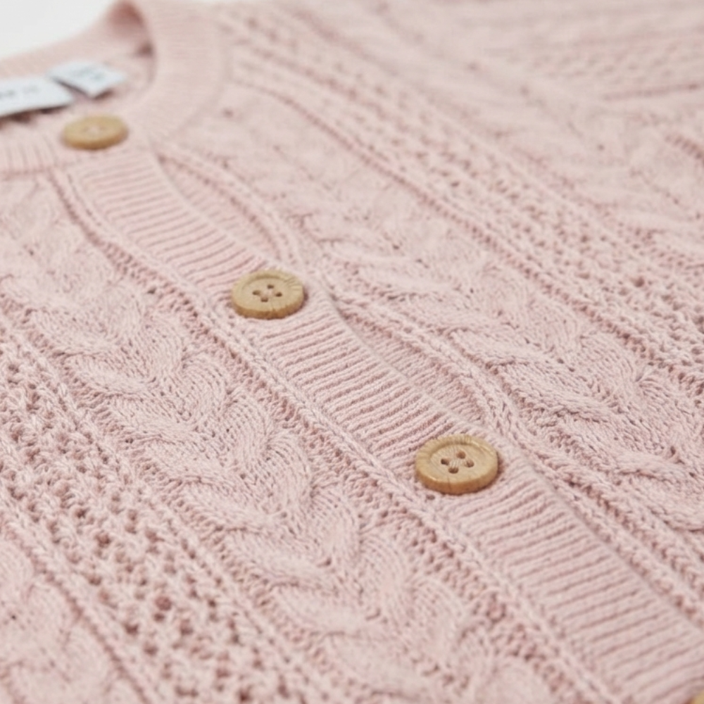 NAME IT DUSTY PINK POINTELLE KNIT CARDIGAN