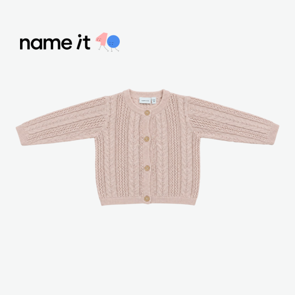 NAME IT DUSTY PINK POINTELLE KNIT CARDIGAN