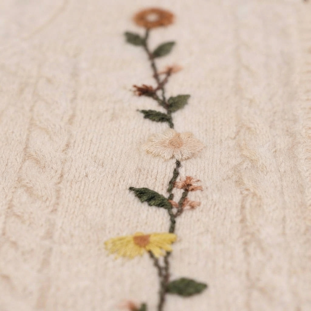 C&A BEIGE FLORAL EMBROIDERED CARDIGAN