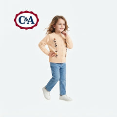C&A BEIGE FLORAL EMBROIDERED CARDIGAN
