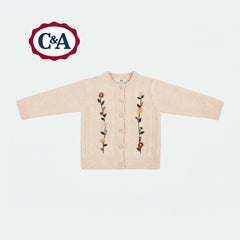 C&A BEIGE FLORAL EMBROIDERED CARDIGAN