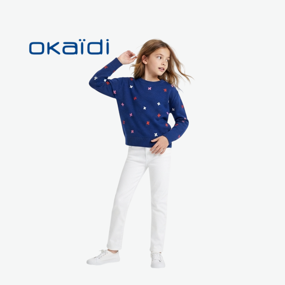 OKAÏDI BLUE BUTTERFLY-PATTERN SWEATER