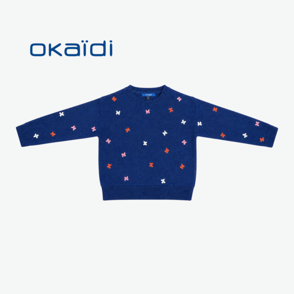 OKAÏDI BLUE BUTTERFLY-PATTERN SWEATER