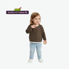 SERGENT MAJOR BROWN POINTELLE KNIT CARDIGAN